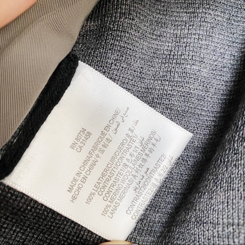 BCBGMaxAzria Leather Wool Vest Zip Up Olive Green Minimalist Quiet Luxury Size S - Picture 7 of 10